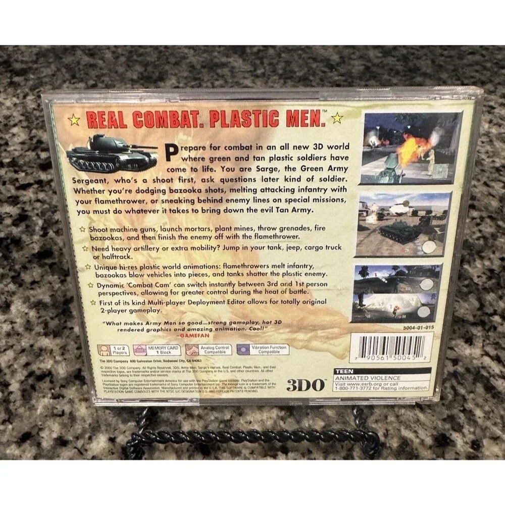 Army Men 3D (Sony PlayStation 1 PS1, 1999) Disc ManualTested Greatest Hits Green
